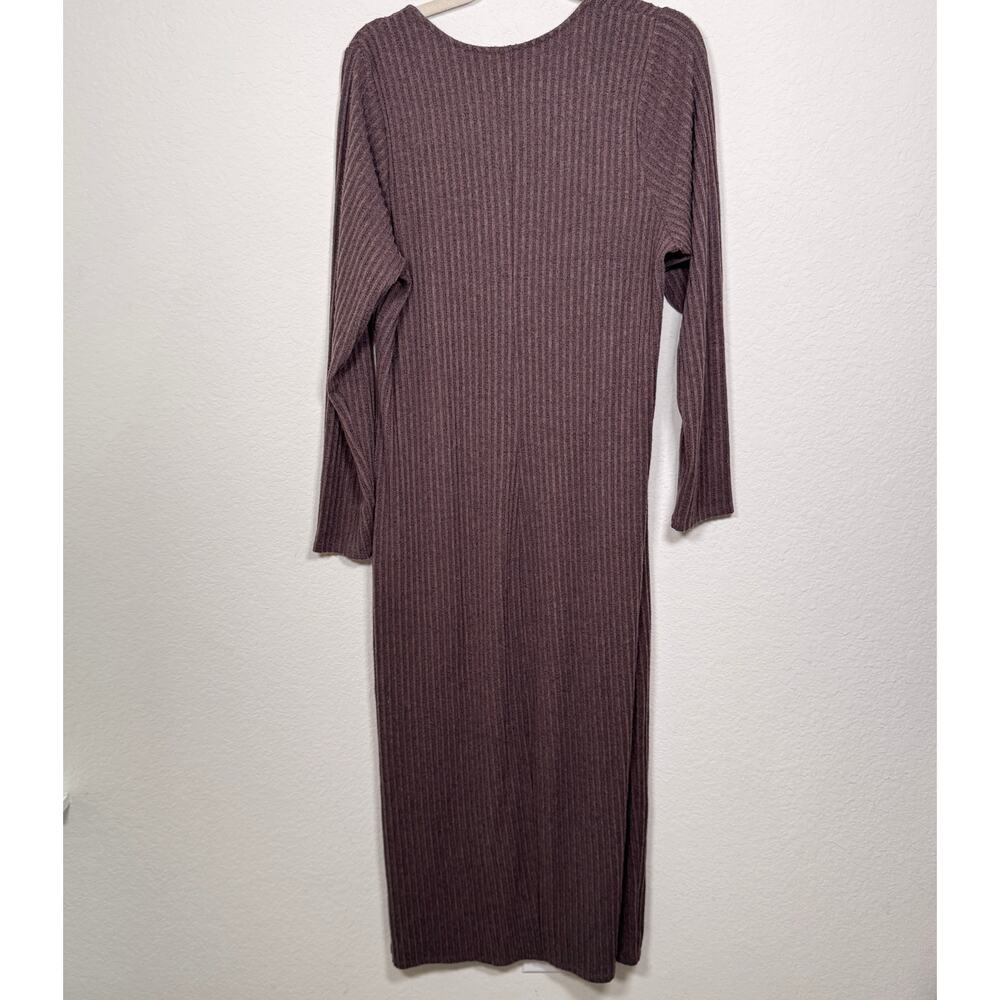 Torrid Women Tea Length Hacci Rib Column Dress Size 2X Long Sleeve Neutral Taupe - Picture 8 of 11
